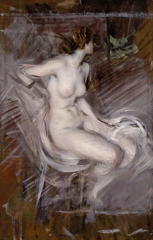Nudo Di Giovane Seduta Nudo Color Perla Wall Art by Giovanni Boldini - High-Resolution Digital Print