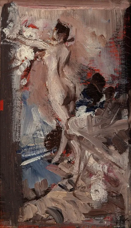 Nudo Femminile Con Pelle Di Tigre Study Wall Art by Giovanni Boldini - High-Resolution Digital Print