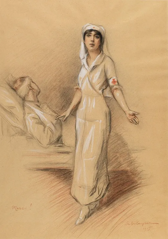 Nurse And Patient Wall Art by Jules Cayron - High-Resolution Digital Print