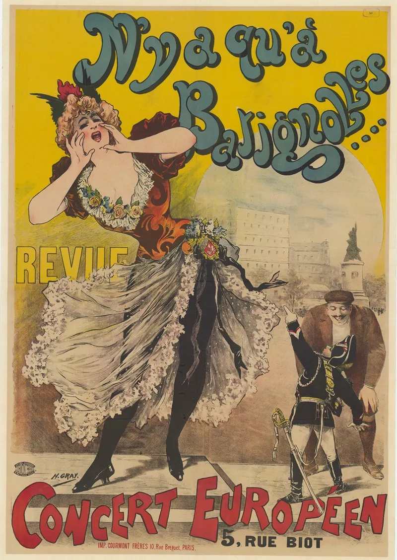 Ny A Qua Batignolles Revue Concert Europeen 5 Rue Biot Wall Art by Henri Boulanger Gray - High-Resolution Digital Print