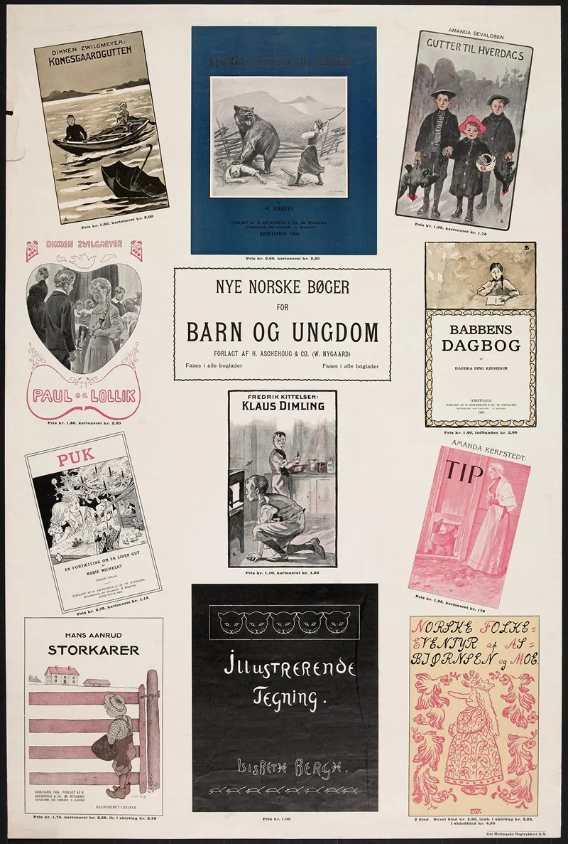 Nye Norske Boger For Barn Og Ungdom Aschehoug 1904 Wall Art by Anonymous - High-Resolution Digital Print