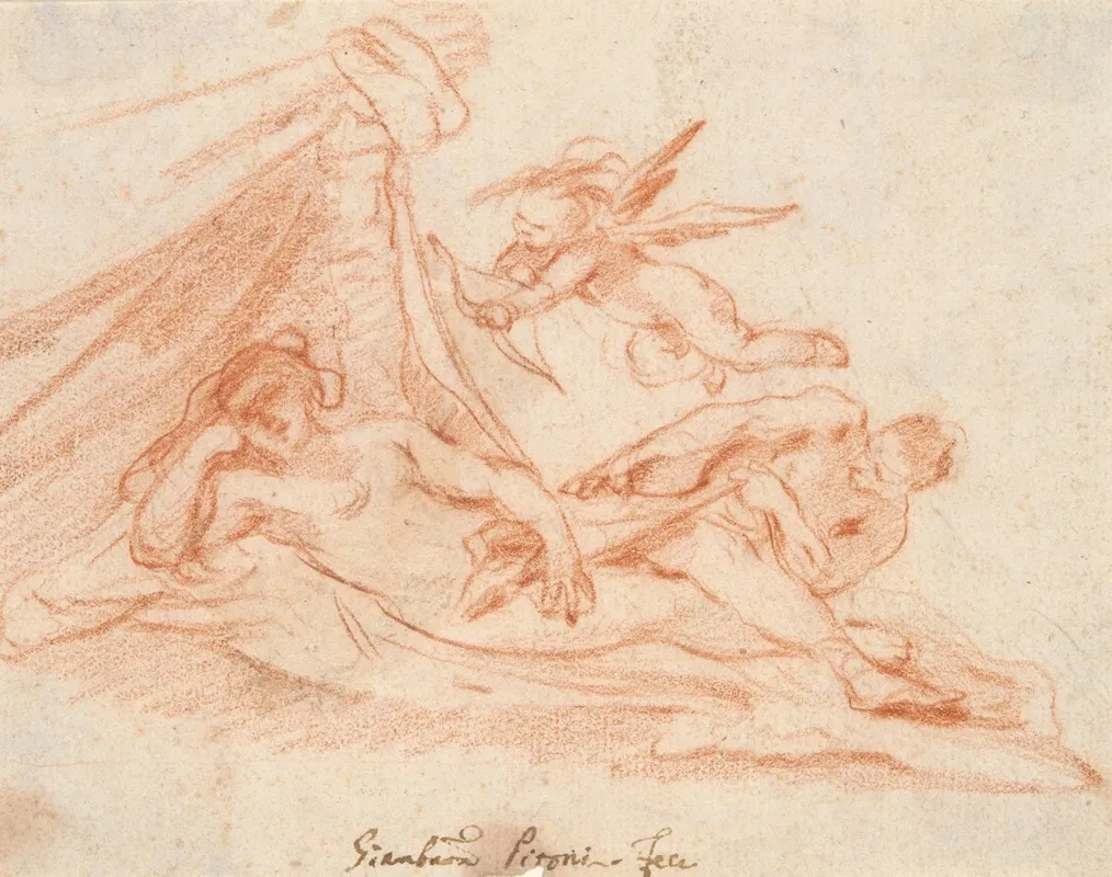 Nymph And Satyr 2 Wall Art by Giovanni Battista Pittoni the Younger - High-Resolution Digital Print