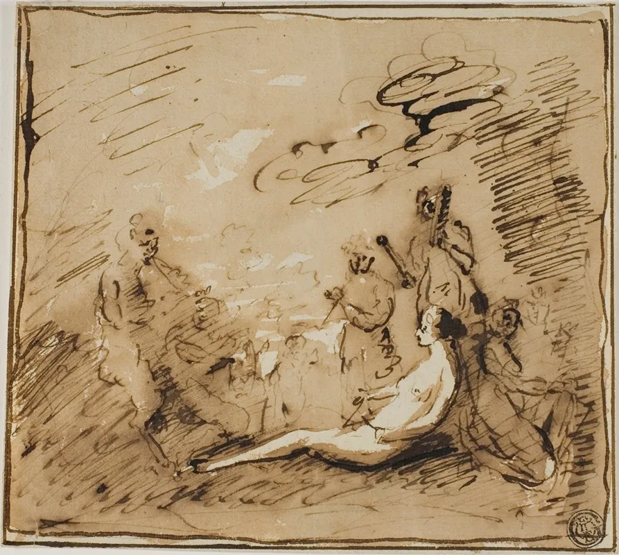 Nymphs And Satyrs Playing Musical Instruments