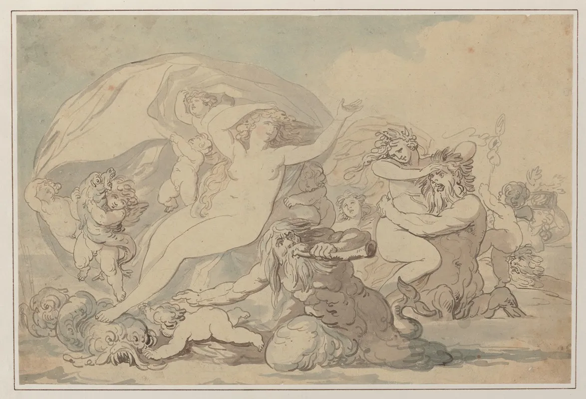 Nymphs And Tritons Wall Art by Thomas Rowlandson - High-Resolution Digital Print