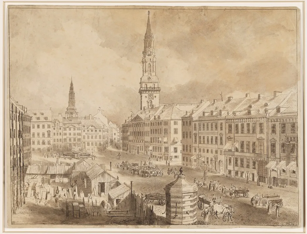 Nytorv Og Gammel Torv I Kobenhavn Med Sankt Petris Og Vor Frue Kirkes Spir Wall Art by Martin Rudolf Heland - High-Resolution Digital Print