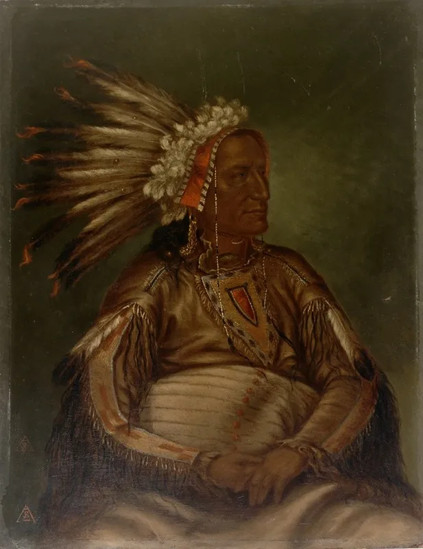 O Mata Ah Luta Red Plume Wall Art by Antonio Zeno Shindler - High-Resolution Digital Print