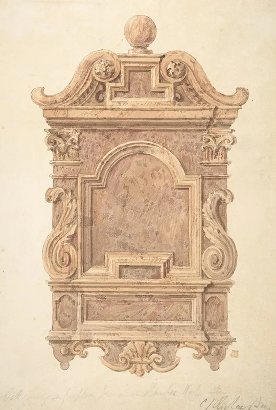 Oak Carving From Fireplace In The Jerusalem Chamber Westminster 2 Wall Art by Charles James Richardson - High-Resolution Digital Print