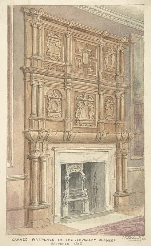 Oak Carving From Fireplace In The Jerusalem Chamber Westminster Wall Art by Charles James Richardson - High-Resolution Digital Print
