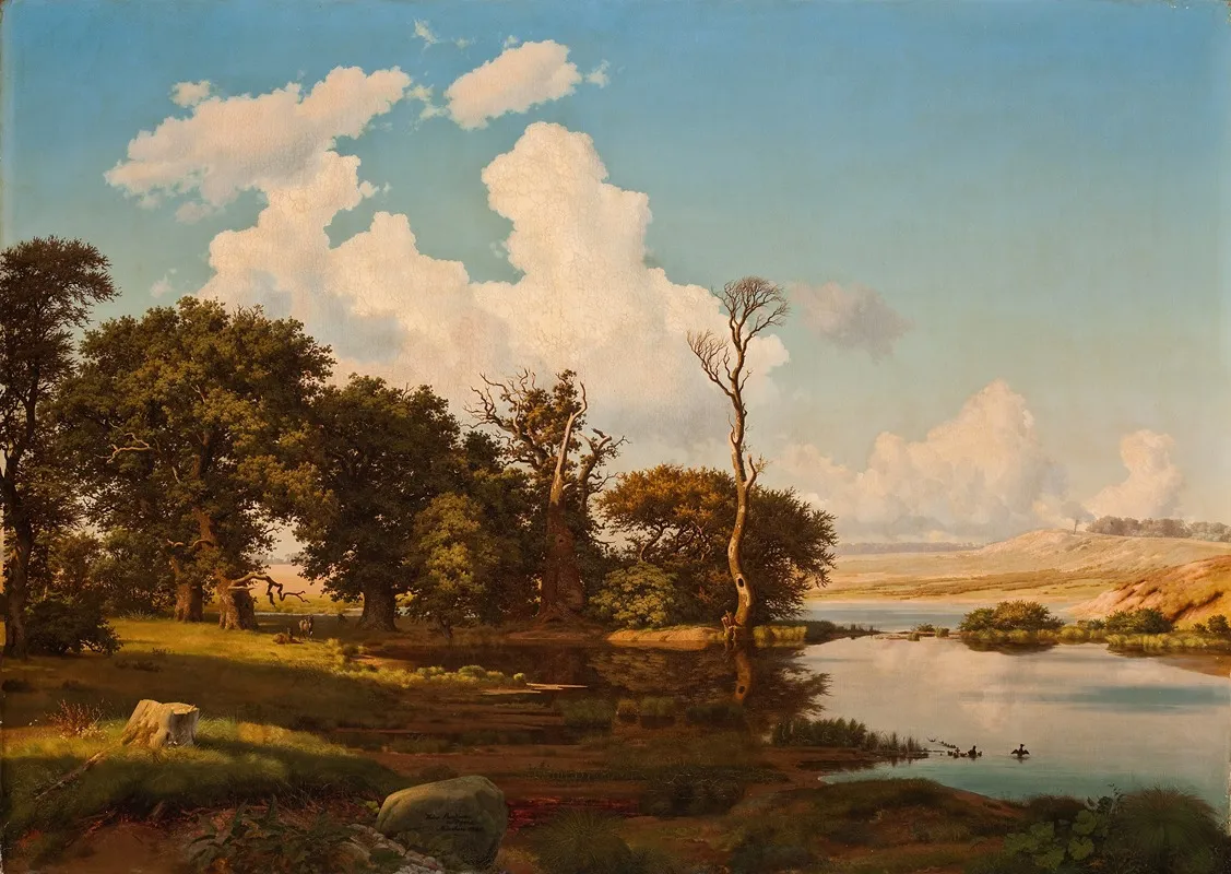 Oak Trees By A Pool Wall Art by Heinrich Buntzen - High-Resolution Digital Print