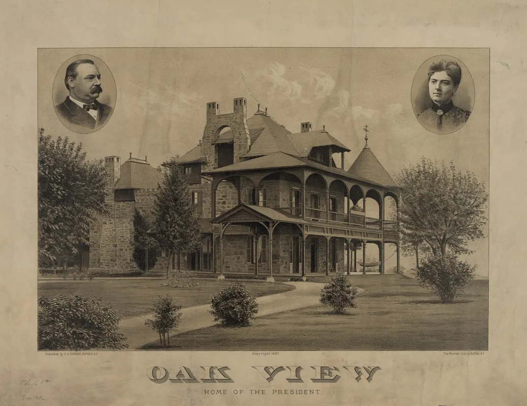 Oak View Also Known As Red Top The Residence Of President Grover Cleveland Wall Art by Courier Litho. Co. - High-Resolution Digital Print