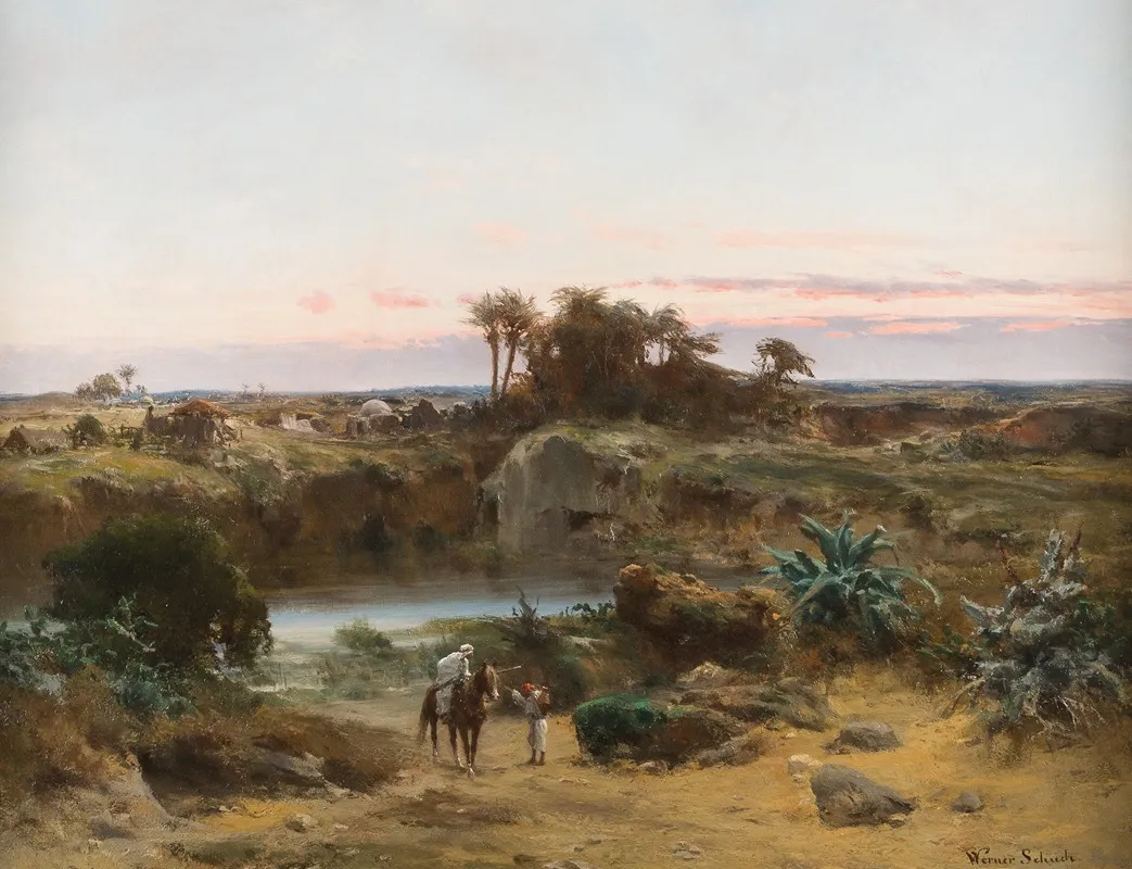 Oasis In The Desert 2 Wall Art by Werner Wilhelm Gustav Schuch - High-Resolution Digital Print