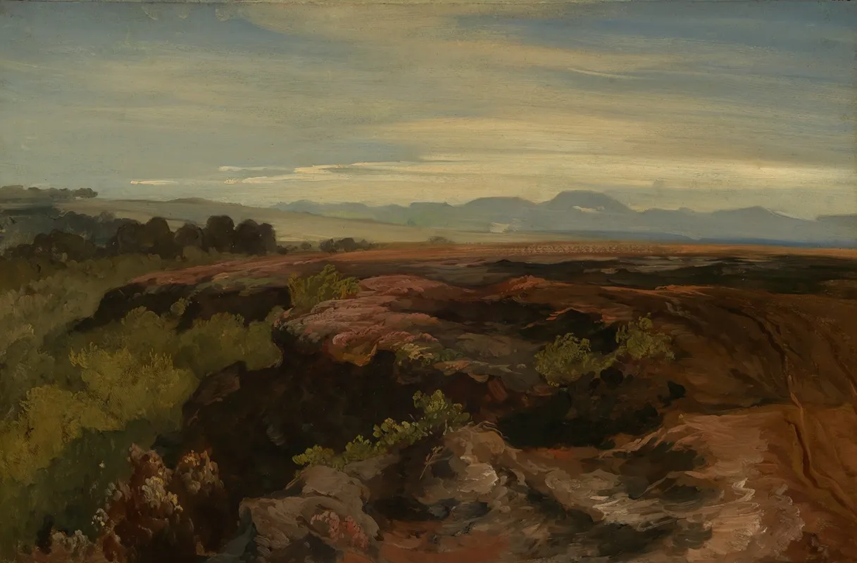 Oberbayerische Landschaft Mit Blick Auf Eine Bergkette Wall Art by Christian Ernst Morgenstern - High-Resolution Digital Print