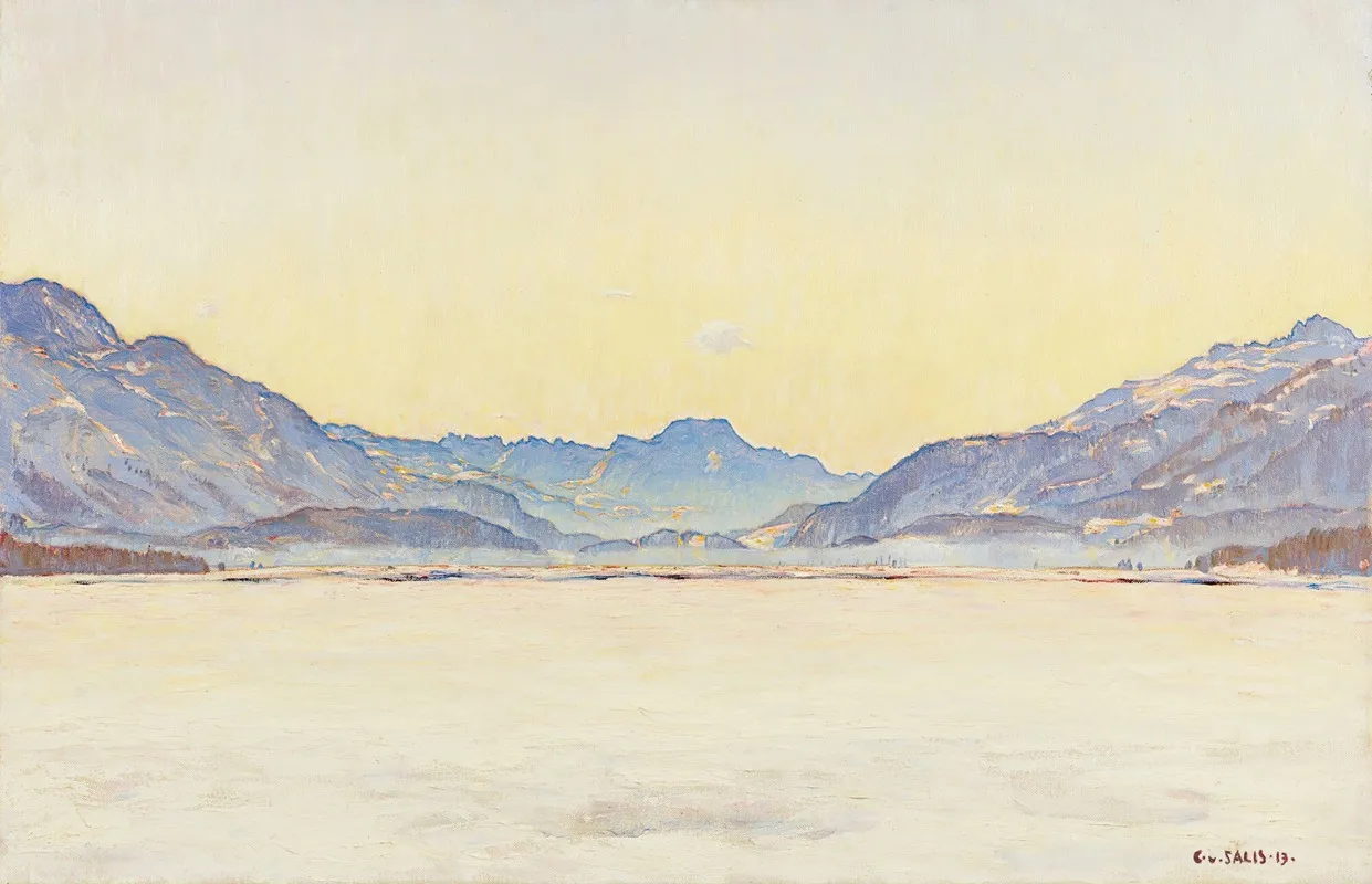 Oberengadiner Winterlandschaft Wall Art by Carl Albert von Salis - High-Resolution Digital Print