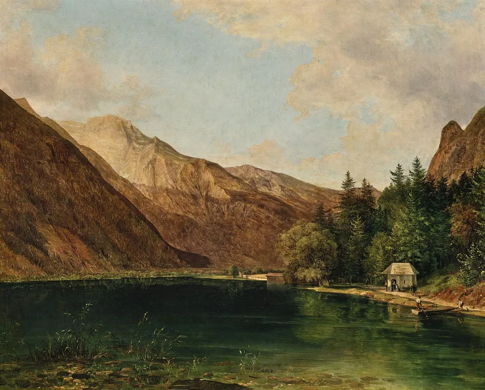 Oberer Theil Des Konigsees Bei Berchtesgaden Der Sogenannte Hinter Oder Oberer See Am Fuse Des Watzmann Wall Art by Josef Feid - High-Resolution Digital Print