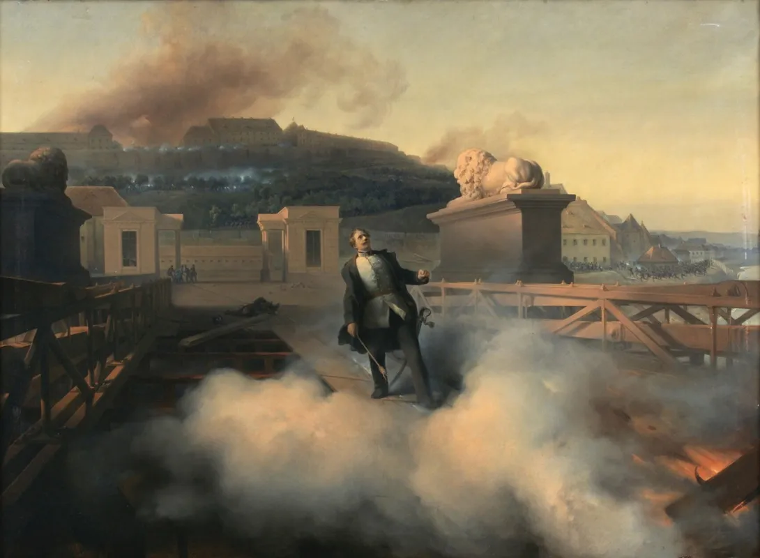 Oberst Allnoch Auf Der Budapester Kettenbrucke Wall Art by Fritz L' Allemand - High-Resolution Digital Print