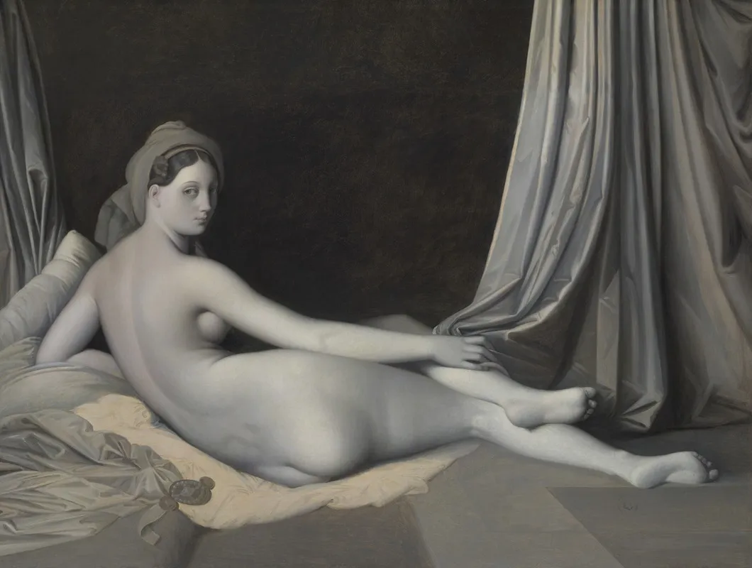 Odalisque In Grisaille Wall Art by Jean Auguste Dominique Ingres - High-Resolution Digital Print