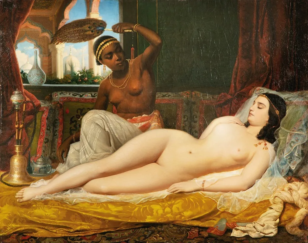 Odalisque With A Slave Wall Art by Jean-François-Armand-Félix Bernard - High-Resolution Digital Print