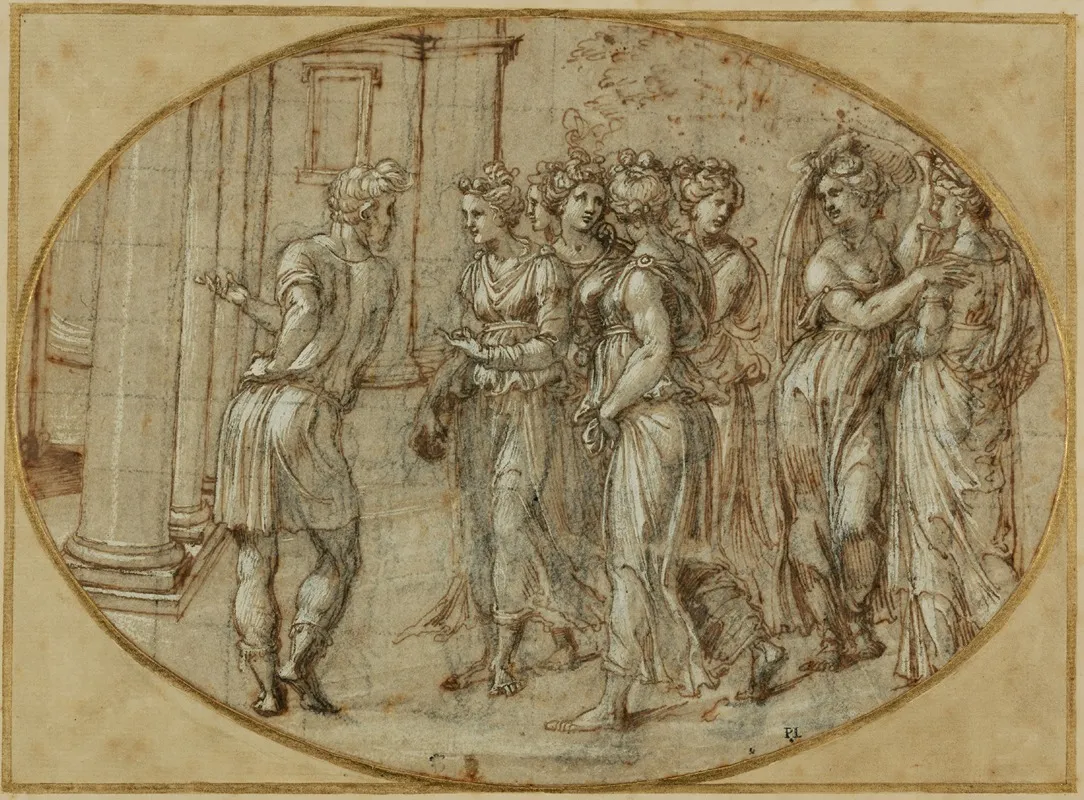 Odysseus And The Daughters Of Lycomedes Wall Art by Baldassare Peruzzi - High-Resolution Digital Print