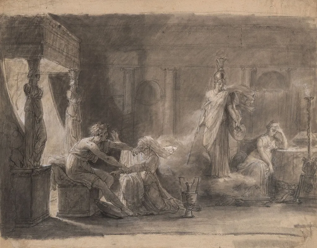 Odysseus Recognized By His Old Nurse Eurycleia While Penelope Is Distracted By Athena