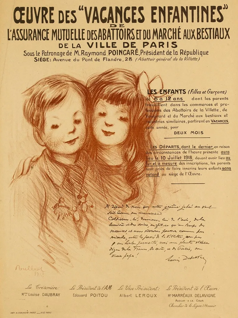Oeuvre Des Vacances Enfantines De Lassurance Mutuelle Des Abattoirs Et Du Marche Aux Bestiaux De La Ville De Par