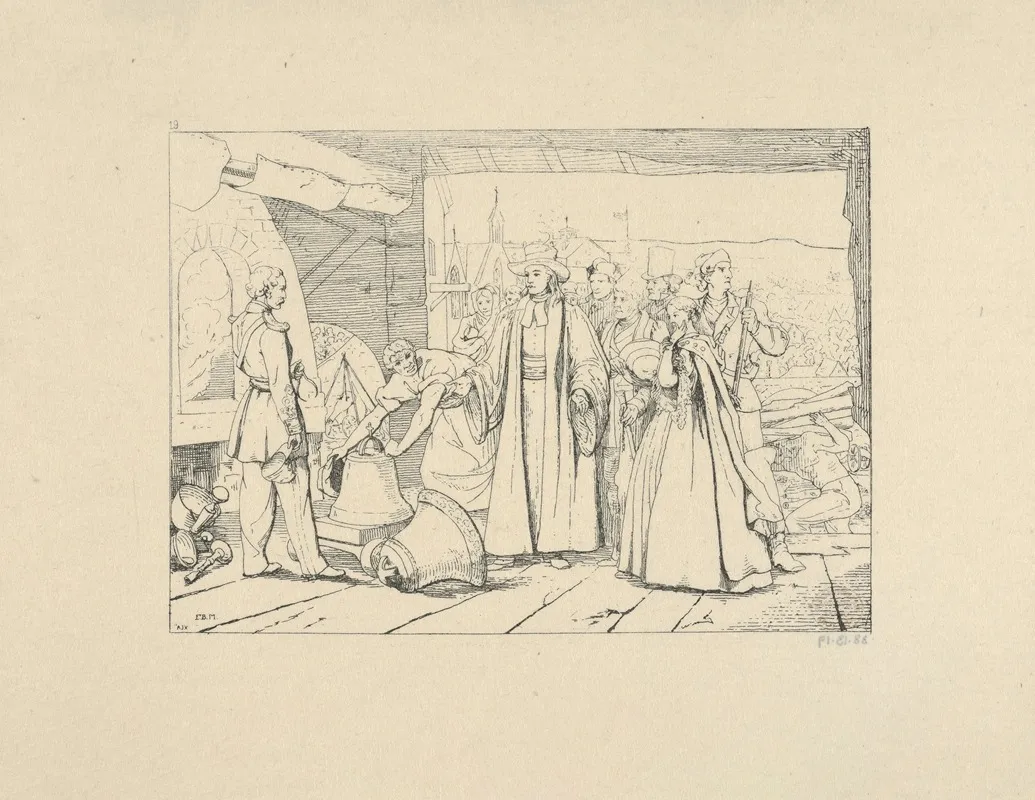 Offering Of Bells To Be Cast Into Cannon Wall Art by Adalbert John Volck - High-Resolution Digital Print