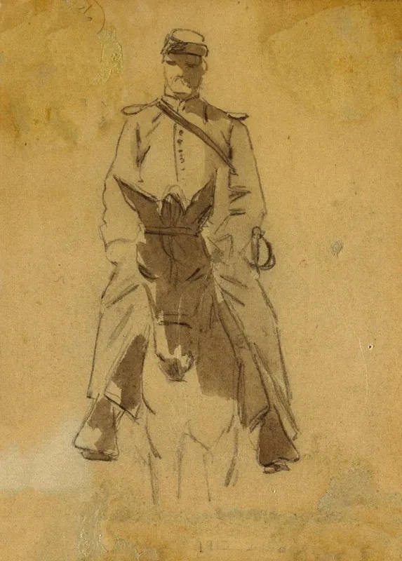 Officer And Head Of A Horse Wall Art by Winslow Homer - High-Resolution Digital Print