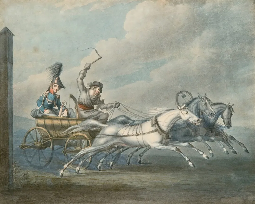 Officer Speeding Home Wall Art by Gottlob Alexander Sauerweid - High-Resolution Digital Print