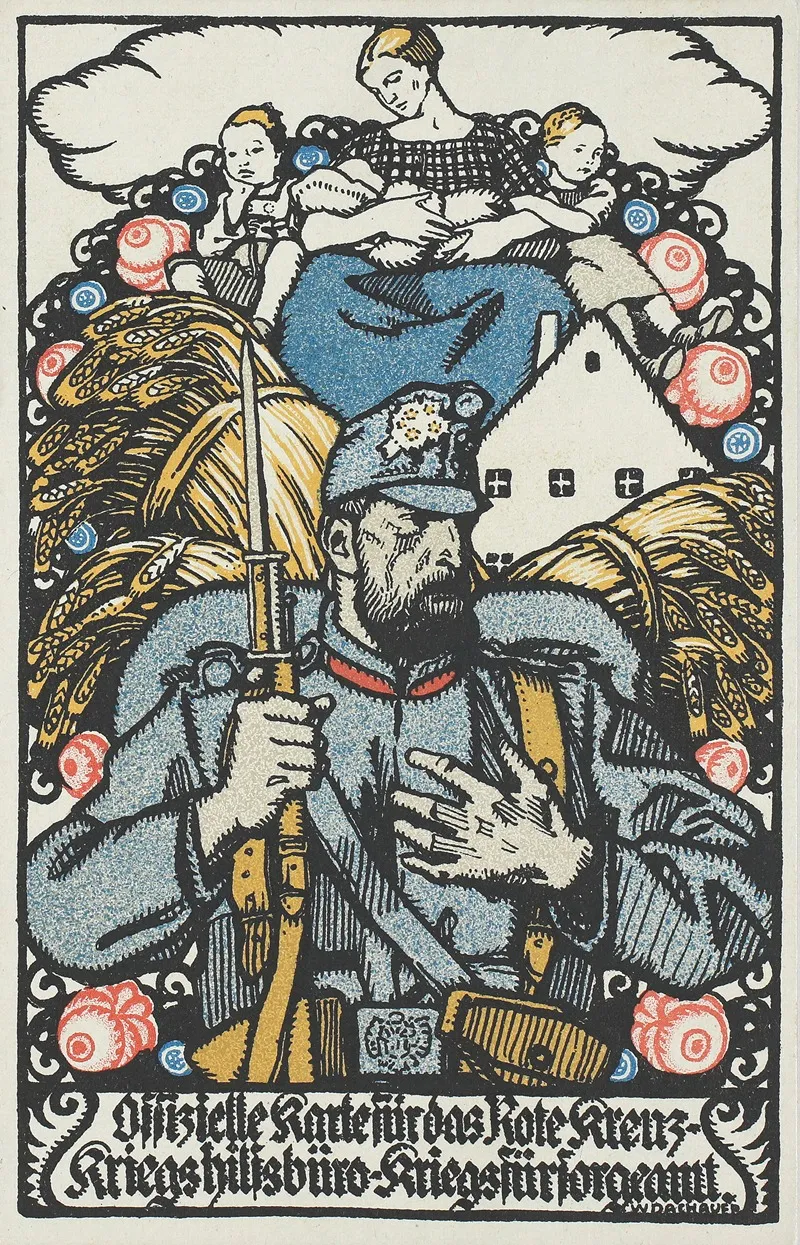 Offizielle Karte Fur Das Rote Kreuz Kriegshilfsburo Kriegsfursorgeamt Nr 145 Wall Art by Wilhelm Dachauer - High-Resolution Digital Print