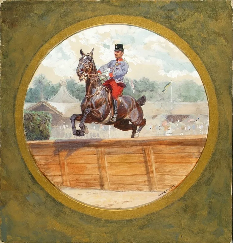 Offiziers Hurdenrennen In Der Freudenau In Wien Wall Art by Ludwig Koch - High-Resolution Digital Print