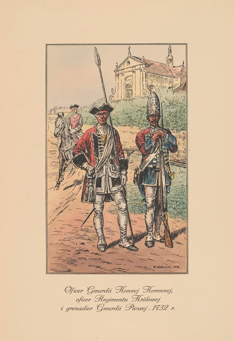 Oficer gwardii konnej koronnej oficer regimentu krolowej I grenadier Wall Art by Mieczysław Kazimierz Wodnicki - High-Resolution Digital Print