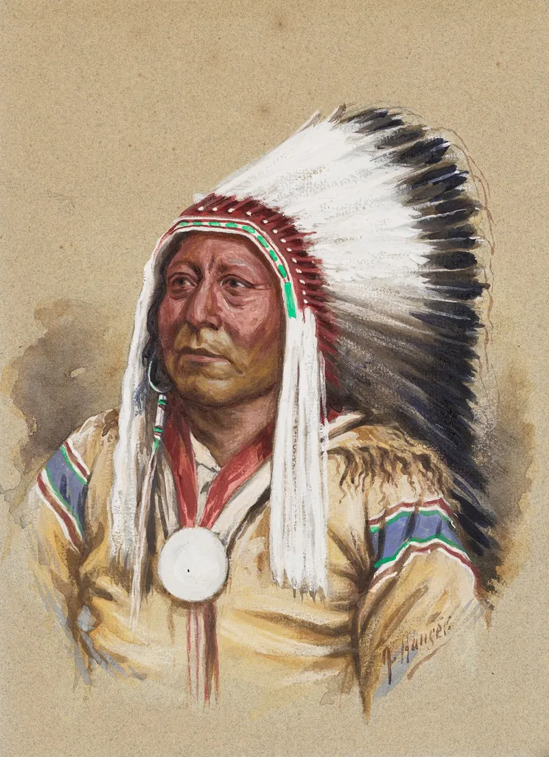 Ogalala Chief Of The Sioux Indians Wall Art by John Hauser - High-Resolution Digital Print