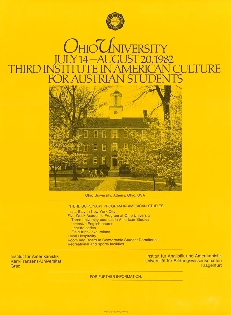 Ohio University July 14 August 20 1982 Third Institute In American Culture For Austrian Students