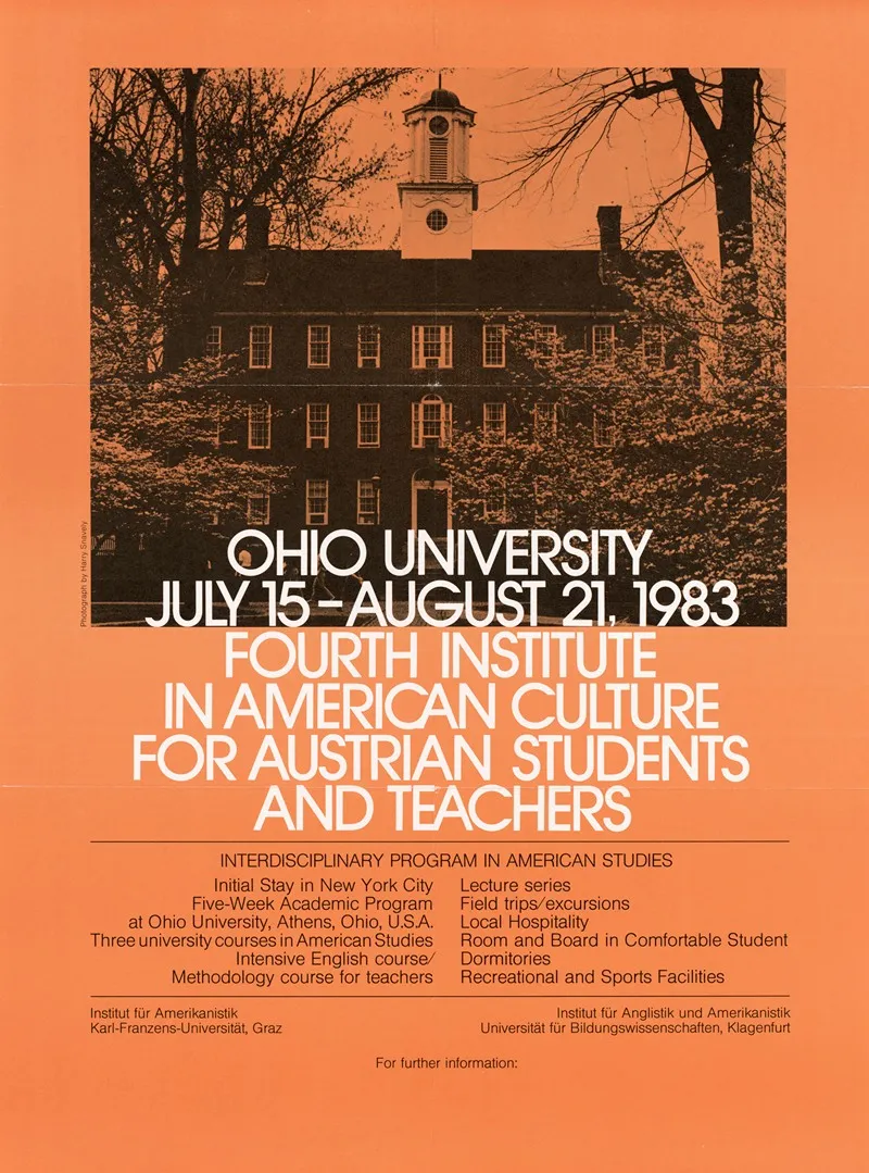 Ohio University July 15 August 21 1983 Fourth Institute In American Culture For Austrian Students And Teachers