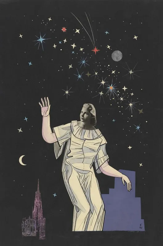 Ohne Titel Collage Frau Gestirne Stephansdom Wall Art by Karl Wiener - High-Resolution Digital Print