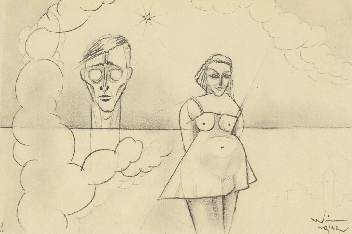 Ohne Titel Selbstbildnis Und Frauenfigur