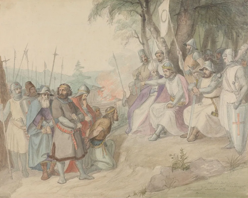 Olav Den Hellige Og De Fangne Smakonger Wall Art by Adolph Tidemand - High-Resolution Digital Print