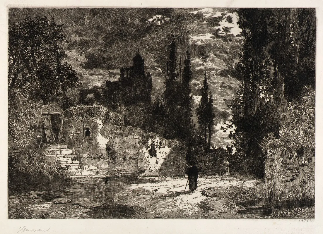 Old Castle And Trees Wall Art by Thomas Moran - High-Resolution Digital Print