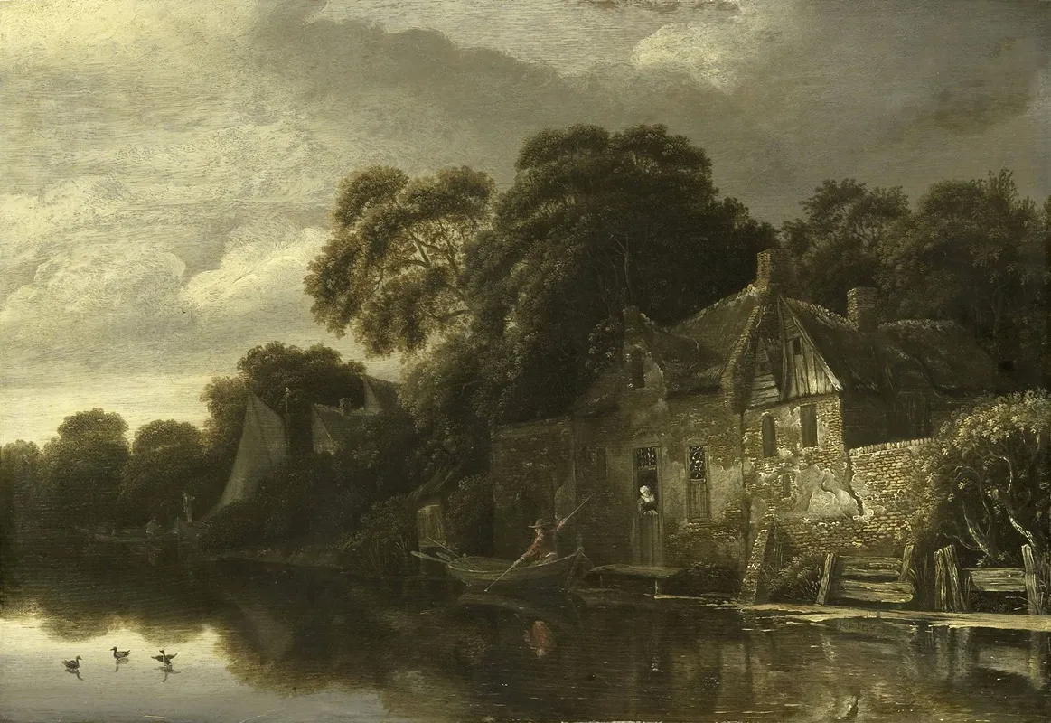Old Cottage On The Water Wall Art by Michiel van Vries - High-Resolution Digital Print