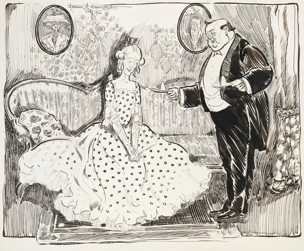 Old Couple Man Fat Wife Lean He Is Bringing Dessert In She Graciously Refuses