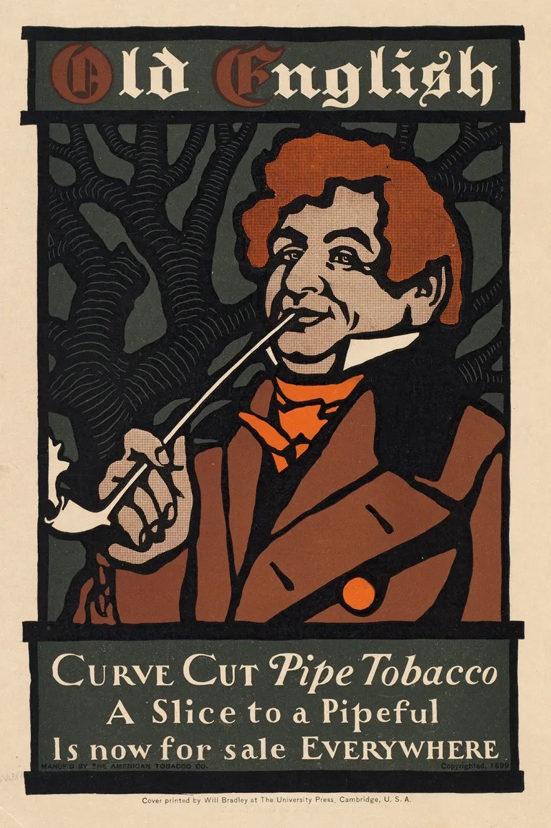 Old English Curve Cut Pipe Tobacco Wall Art by Will Bradley - High-Resolution Digital Print
