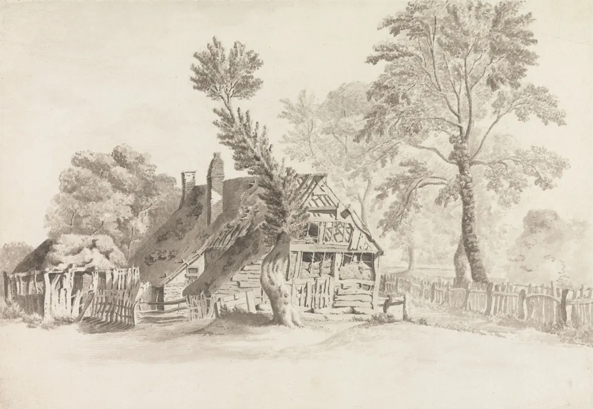 Old Farm Buildings In A Landscape Wall Art by William Thomas Bree - High-Resolution Digital Print