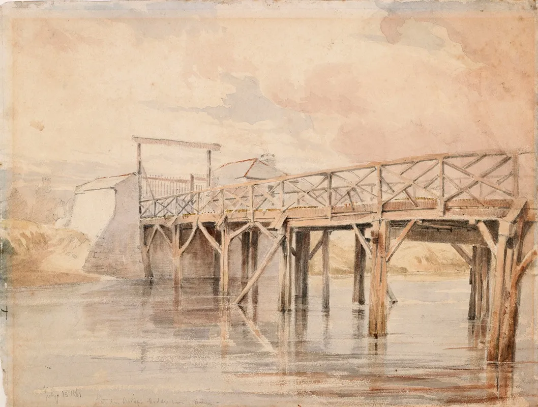 Old London Bridge On The River Dodder Dublin Wall Art by George Victor du Noyer - High-Resolution Digital Print