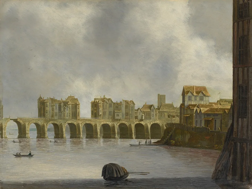 Old London Bridge Viewed From The South Wall Art by Claude de Jongh - High-Resolution Digital Print
