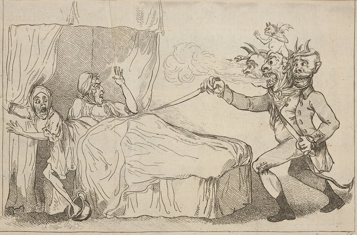 Old Maids Dreaming Of The Monster Wall Art by Henry Wigstead - High-Resolution Digital Print