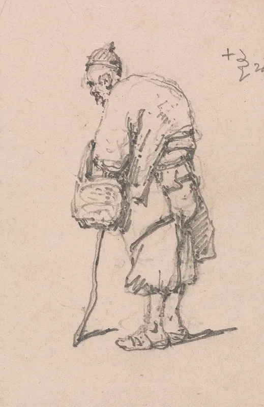 Old Man Leaning On A Stick 2