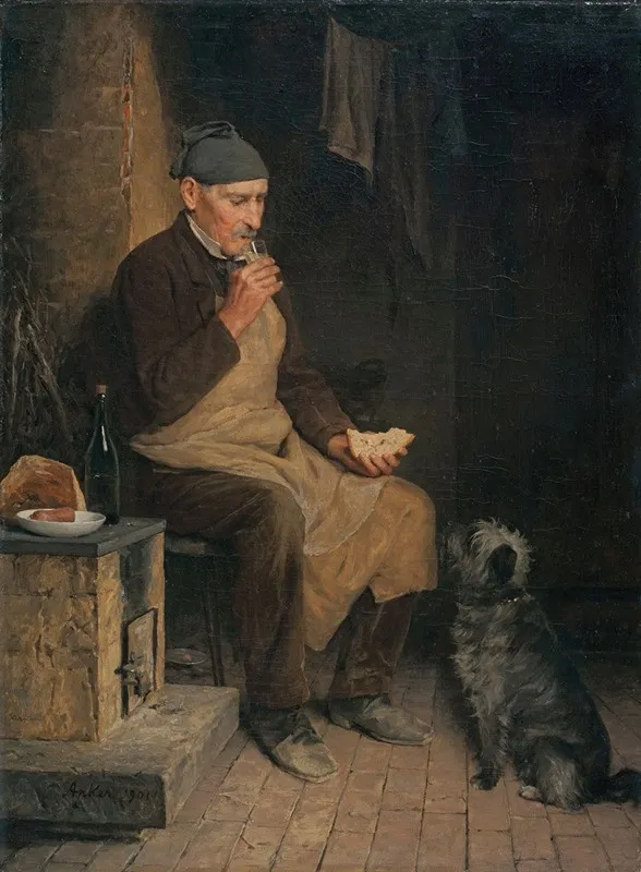 Old Man Taking A Rest Wall Art by Albert Anker - High-Resolution Digital Print