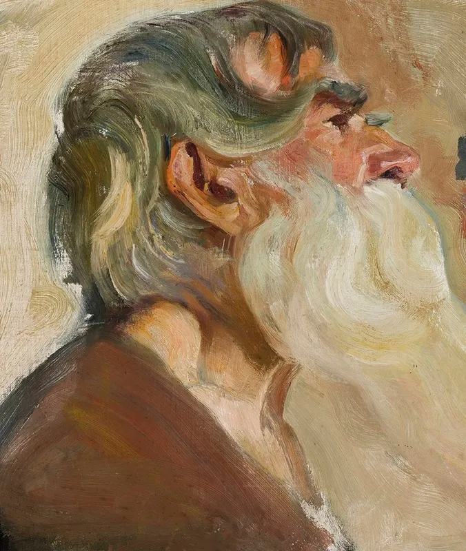 Old Man With Grey Beard Wall Art by Stanisław Dębicki - High-Resolution Digital Print