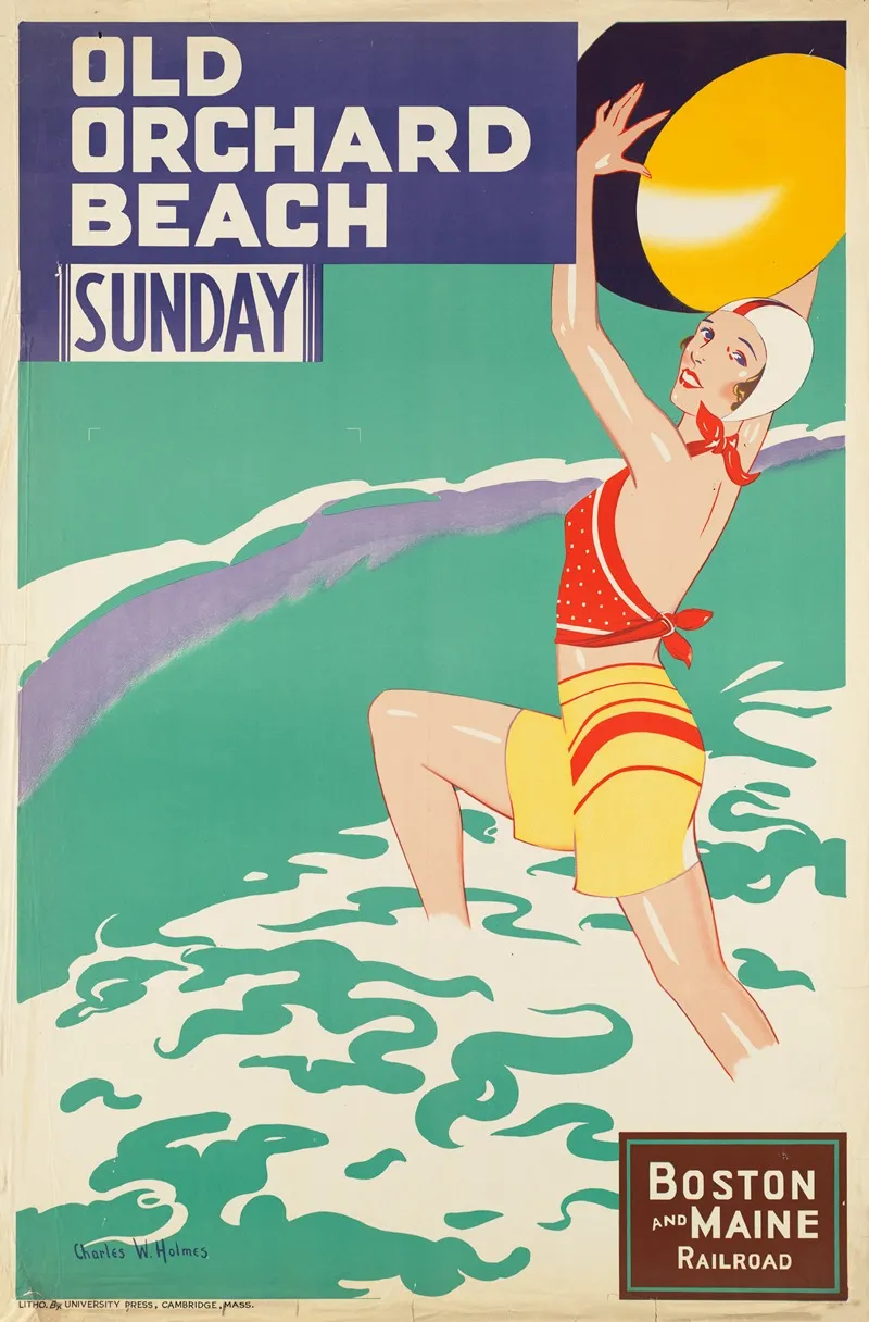 Old Orchard Beach Sunday Wall Art by Charles W. Holmes - High-Resolution Digital Print