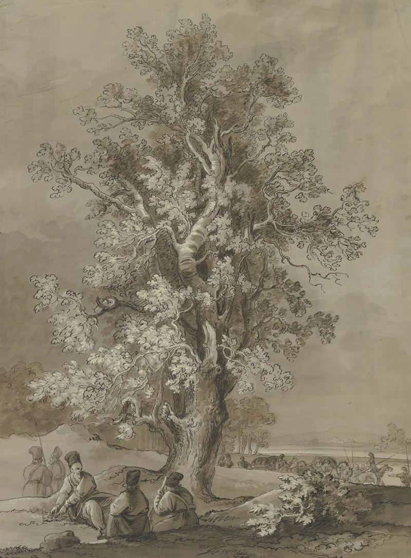 Old Tree With Camping Men Wall Art by Josef Fischer - High-Resolution Digital Print