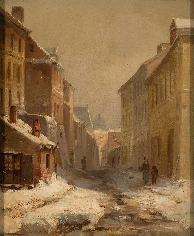 Old Warsaw In Winter Brzozowa Street